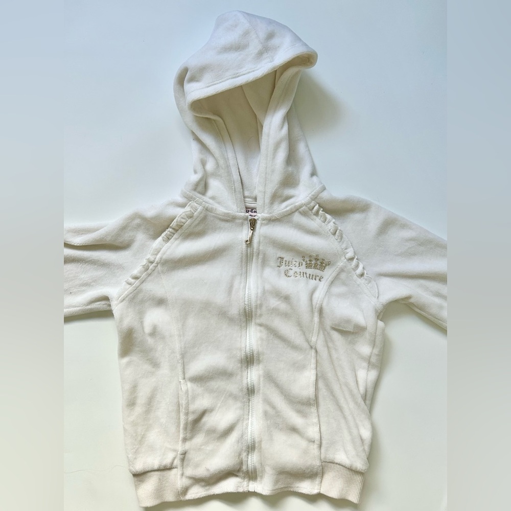 juicy couture velour zip up hoodie, white, kids